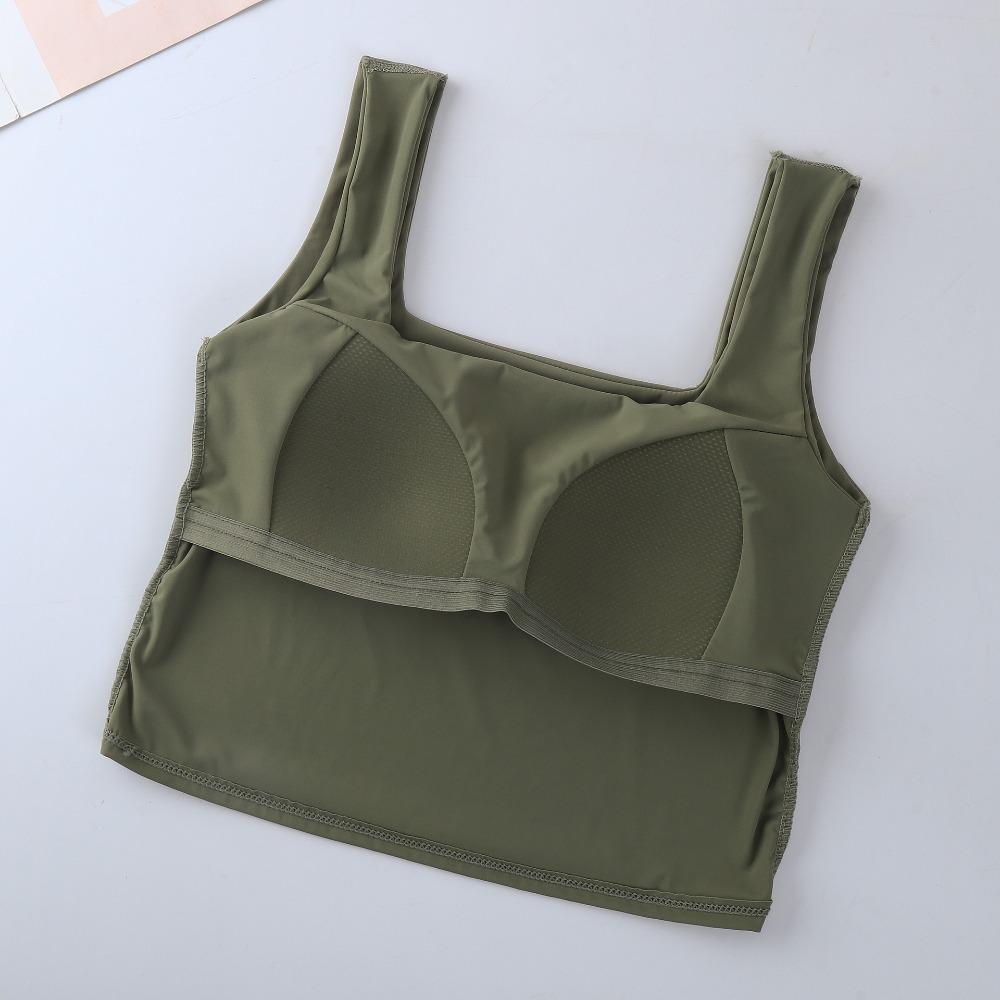 Ice Silk Wide Strap Camis Women Solid Color Square Neck Crop Tops Fashion Padded Tube Top Female Sleeveless Camisole