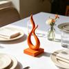 Modern Style Home Accessories Abstract Flame Sculpture, 3D Printed Minimalist Art Statue with Square Base, Stylish Entrance Hall Decor Elegant Curved