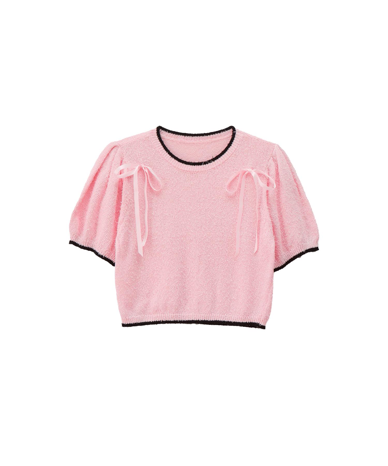 Salon De Yon Ribbon Point Knit Top_ Pink Free