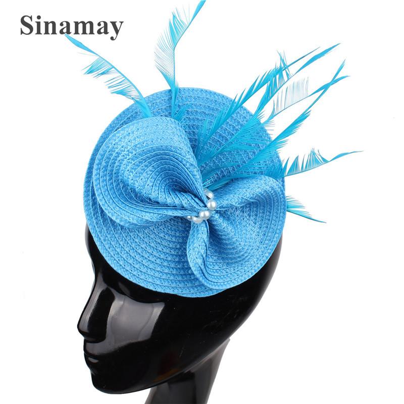 European And American Feather Headgear Popular Bridal Hair Accessories Banquet Photo Top Hat Pp Imitation Hemp Headgear