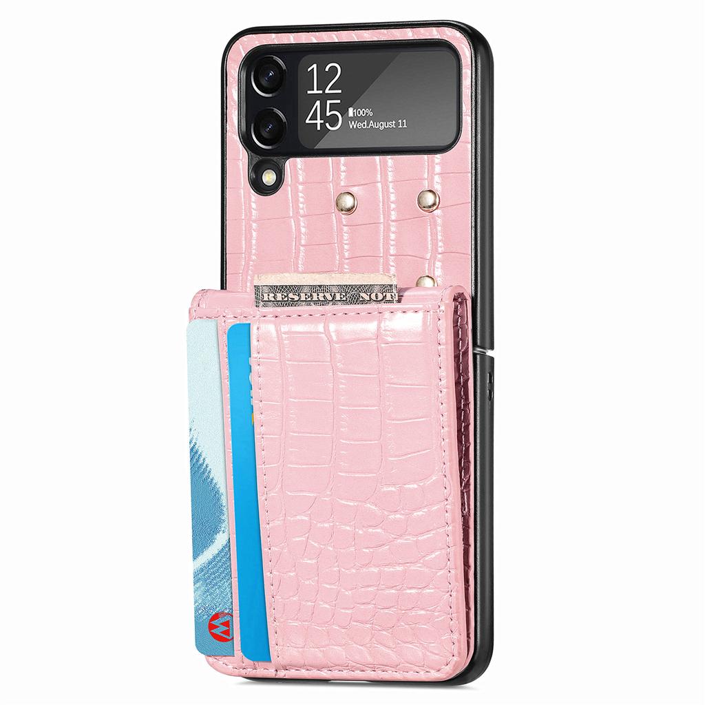 For Samsung Z Flip 4 5G Crocodile Leather Cell Phone Case for Samsung Galaxy Z Flip4 Flip 4 Zflip4 Card Pocket Wallet Bag