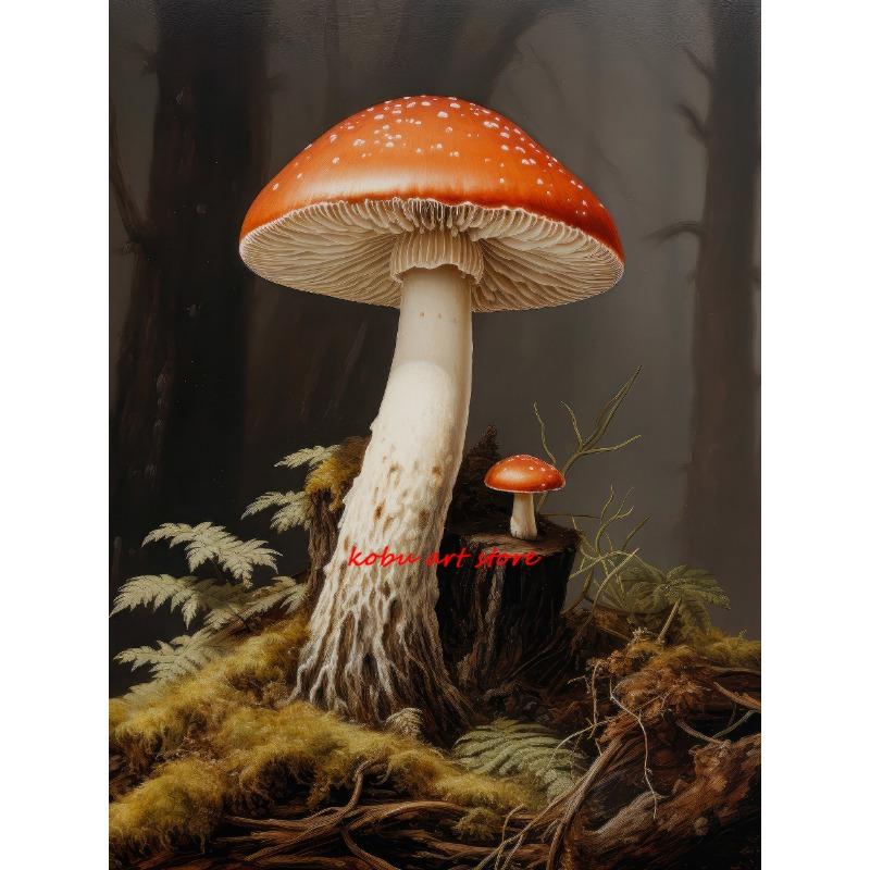 Dark Academia Antique Mushroom Botanical Vintage Posters and Prints Canvas Paintings Wall Art Picture for Living Room Home Decor