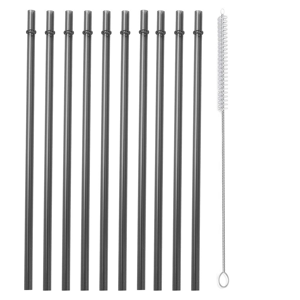 10 Stück wiederverwendbare Strohhalme mit 1 Bürste, 26,7 cm lange Tritan Hartplastik-Strohhalme für 470 ml - 950 ml Becher, Gläser, YETI