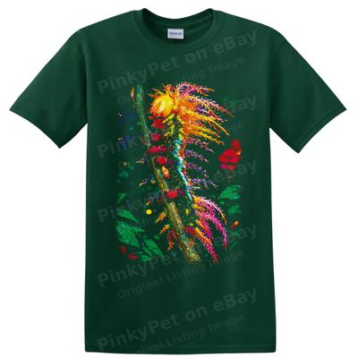 Colorful Caterpillar Insect T Shirt W/ Tropical Botanical Art Graphic Tee Print