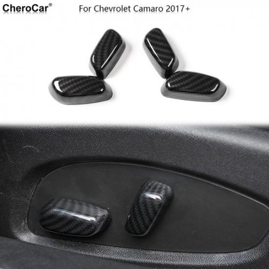Seat Adjust Button Decor Cover Trim For Chevrolet Camaro 2017- Carbon Fiber