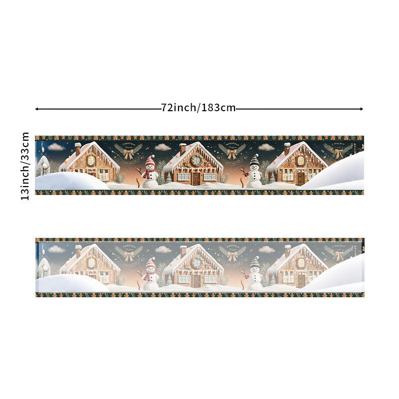 33*183cm Christmas Table Runner Set - Linen-Look Digital Print Holiday Decor for Dining Tables & Cabinets