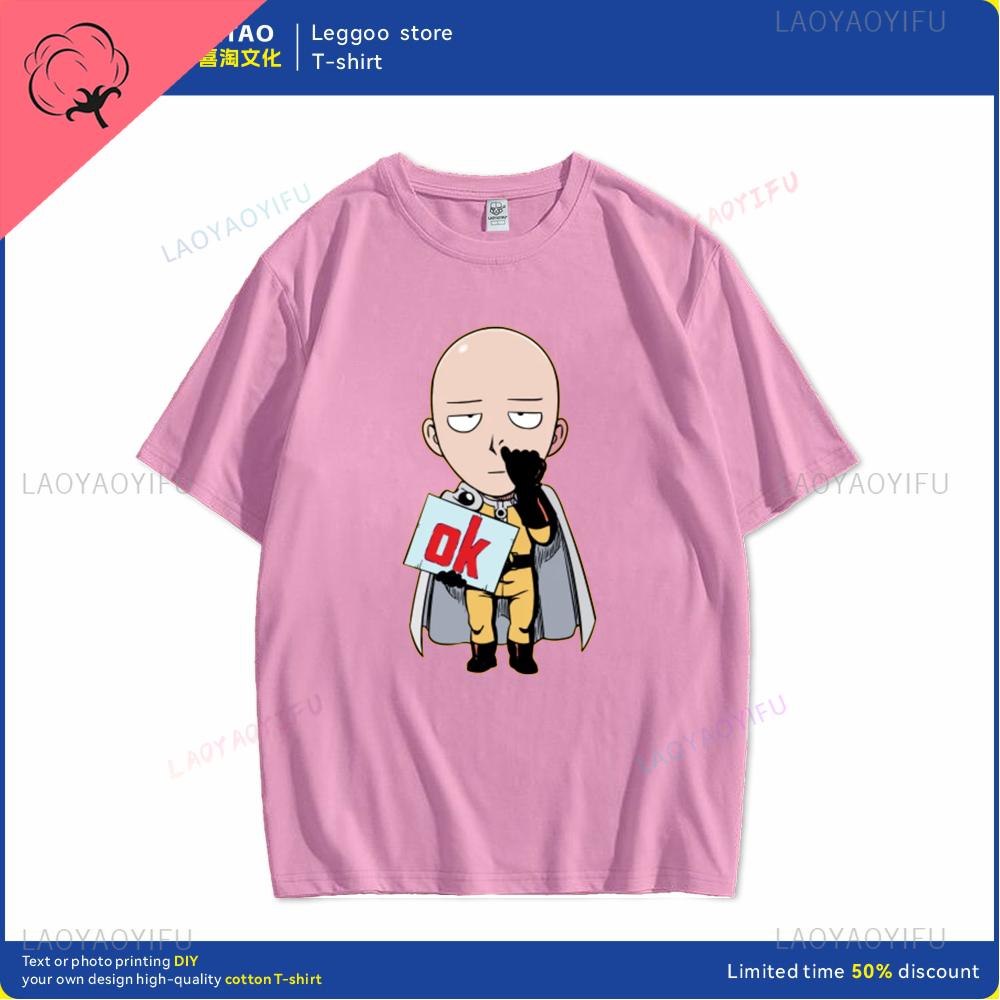 One Punch Man Says Ok Cartoon Hip Hop Crew Neck Casual Fashion Street Wear Trend Summer Comfortable Men Women Universal Tshirt
