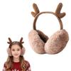 Protetores de Orelha com Chifres de Natal para Meninas Crianças - Protetores de Orelha de Pelúcia Fofa Ajustáveis, Aquecedores de Orelha Quentes de Inverno para Clima Frio ao Ar Livre, Lindo Presente de Feriado