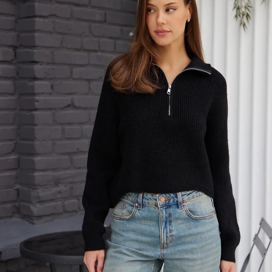 Early Fall Spring Half-high Neck Cardigan Women's Lazy Wind Design Sense Knitted Outerwear Top Elegant Comfortable Versatile Sweater