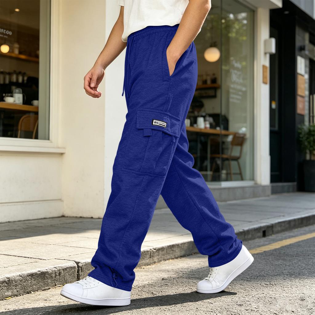 Men's Casual Loose Fit Cargo Pants with Multiple Pockets