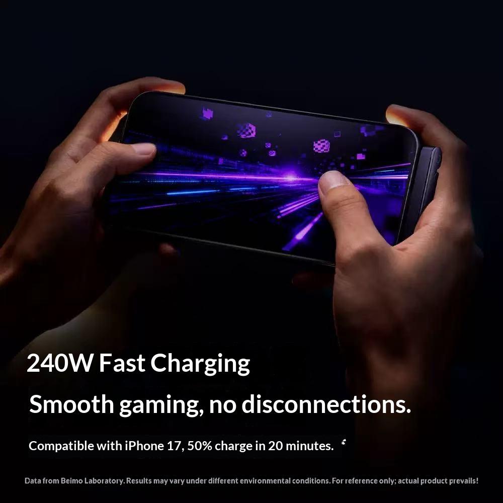 90 Degree Angled Type-C to Type-C 240W Fast Charging Cable Data Sync Cord with Phone Holder for Gaming/Multitasking