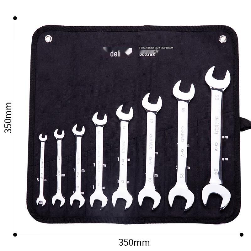 Deli 8-Piece Mirror Polished Double Open-End Wrench Set