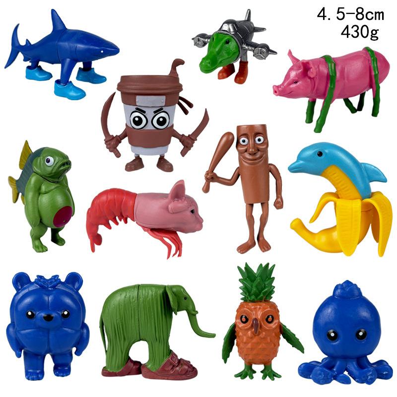 Tung Tung Sahur Conjunto de Figuras de Anime 3D Monstro Híbrido Criativo Brinquedo Modelo Decoração Presente para Crianças Estátua Miniatura de PVC Colecionável