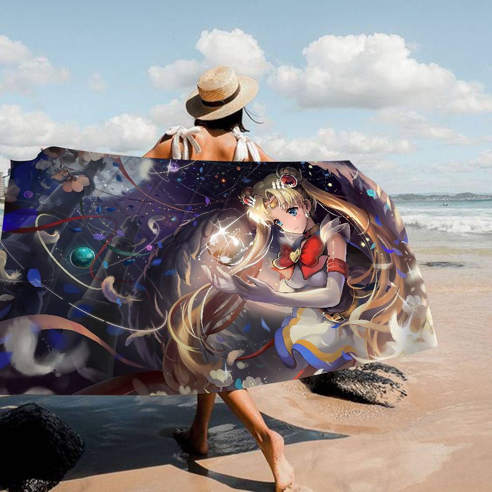 M-Moons Anime S-Sailors Microfiber Blanket Quick Drying Beach Towels Oversized Printing Super Absorbent Pool Towel Blanket