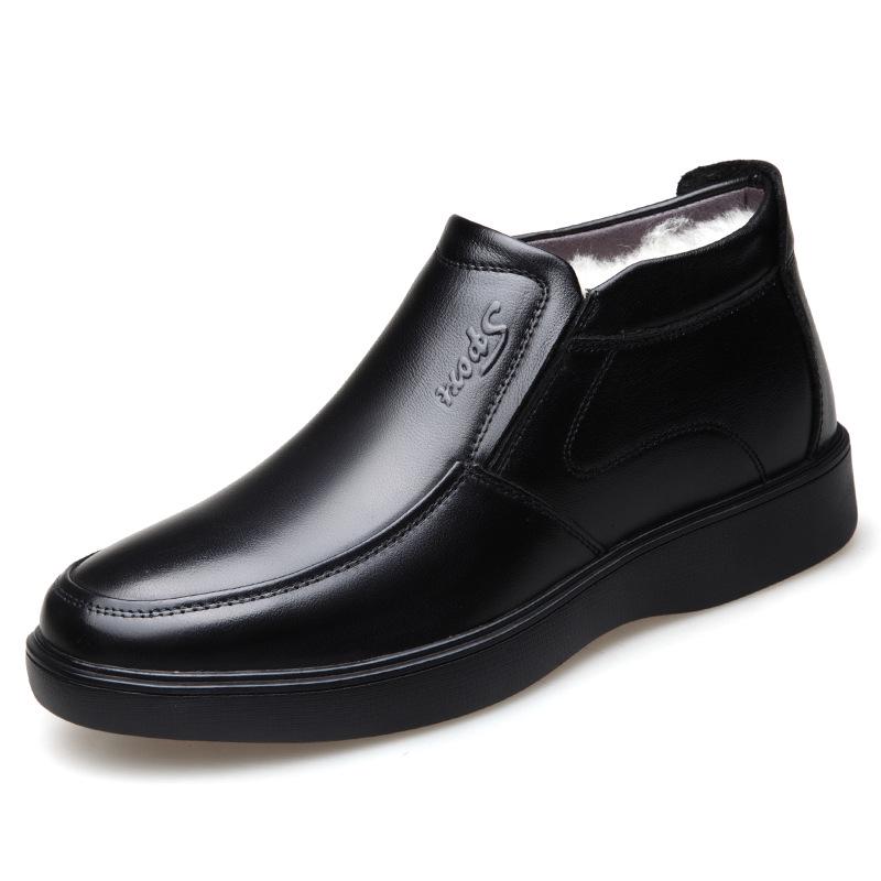 

Мужские высокие зимние ботинки - бархат, толстая кожа, шерсть, нескользящая мягкая подошва, повседневный стиль Dad 44