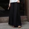 Johnature Vintage Women Wide Leg Pants Solid Color Autumn Trousers Elastic Waist Patchwork Button Pockets Pants