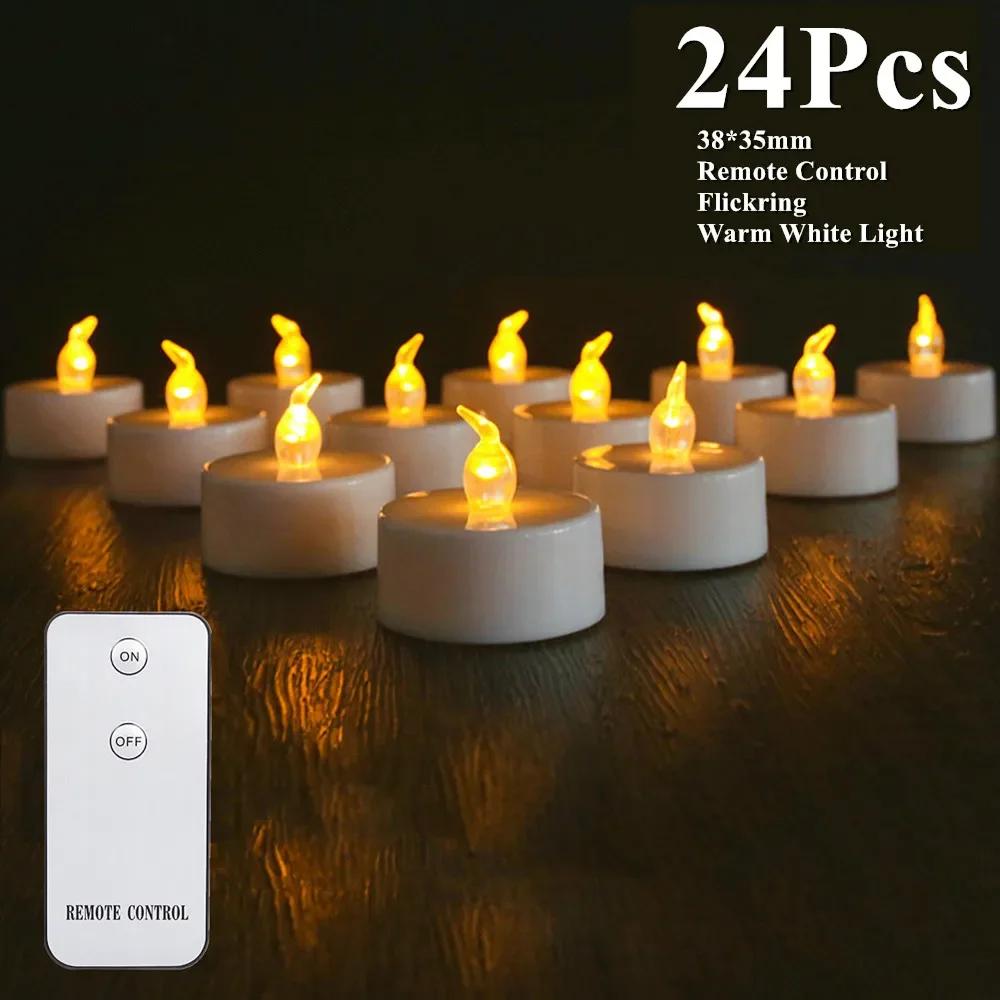 Battery Operated Flameless Tea Lights Led Flickering Electric Votive Candle  Realistic Bright for Seasonal Festive Celebrations
