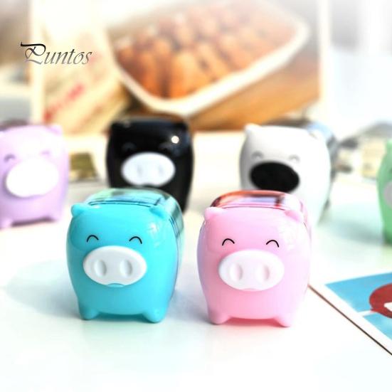 School Manual Pencil Sharpener Pig Shaped Plastic Waste Office Storage Convenient Curler for Desktop