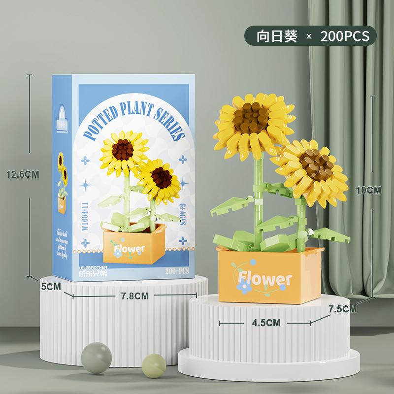 Bukiet Kwiatów Mini Klocki Konstrukcyjne Zestaw Kwiatów 3D DIY Kreatywne Rośliny Mikro Klocki do Dekoracji Domu Prezent dla Dziewczynki Dorosłych Dzieci