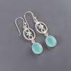 Aqua Chalcedony Gemstone 925 Sterling Silver Jewelry Handmade Earrings 2.00" EE-17-15