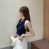 Multicolor Lapel Suit Style Women Crop Top Summer Sleeveless Halter Tank Stripes Print Button Single-Breasted Camisole 2023