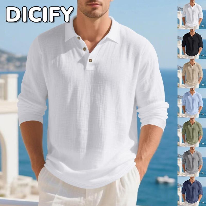 DICIFY Men's Fashion Casual Autumn Winter Long Sleeve POLO Neck Blouses & Shirts