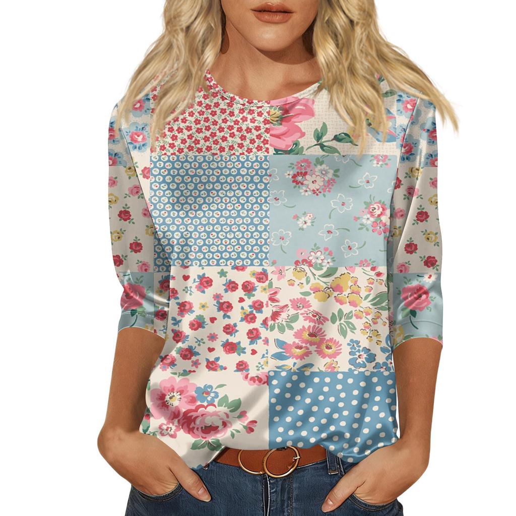 Blouse For Women Dressy 3/4 Long Sleeve Shirts Business Casual Outfit Tops