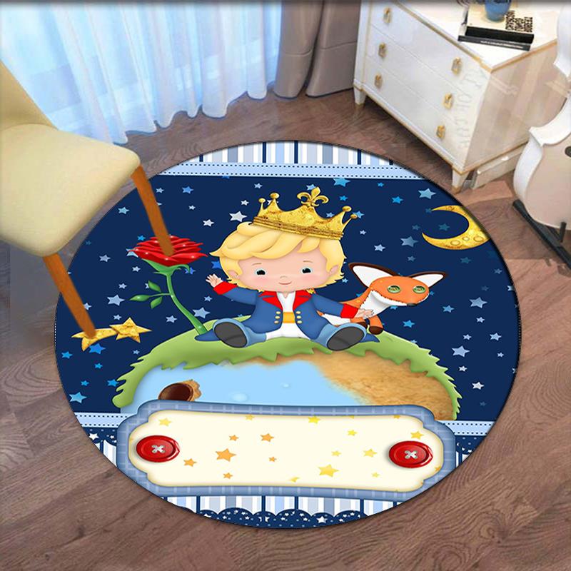 The Little Prince Printed Round Rug Carpet Chair Rug Area Rug Entryway Doormats,for Office Chair Living Room Bedroom Kitchen Room.