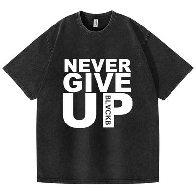 Men's High-quality Casual Fitness Street T-shirt Soft Autumn Winter Tracksuit Never Give Up Print Tops Cotton T-shirt Quality Male Pullovers