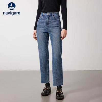 Women's Casual Cropped Denim Cigarette Jeans