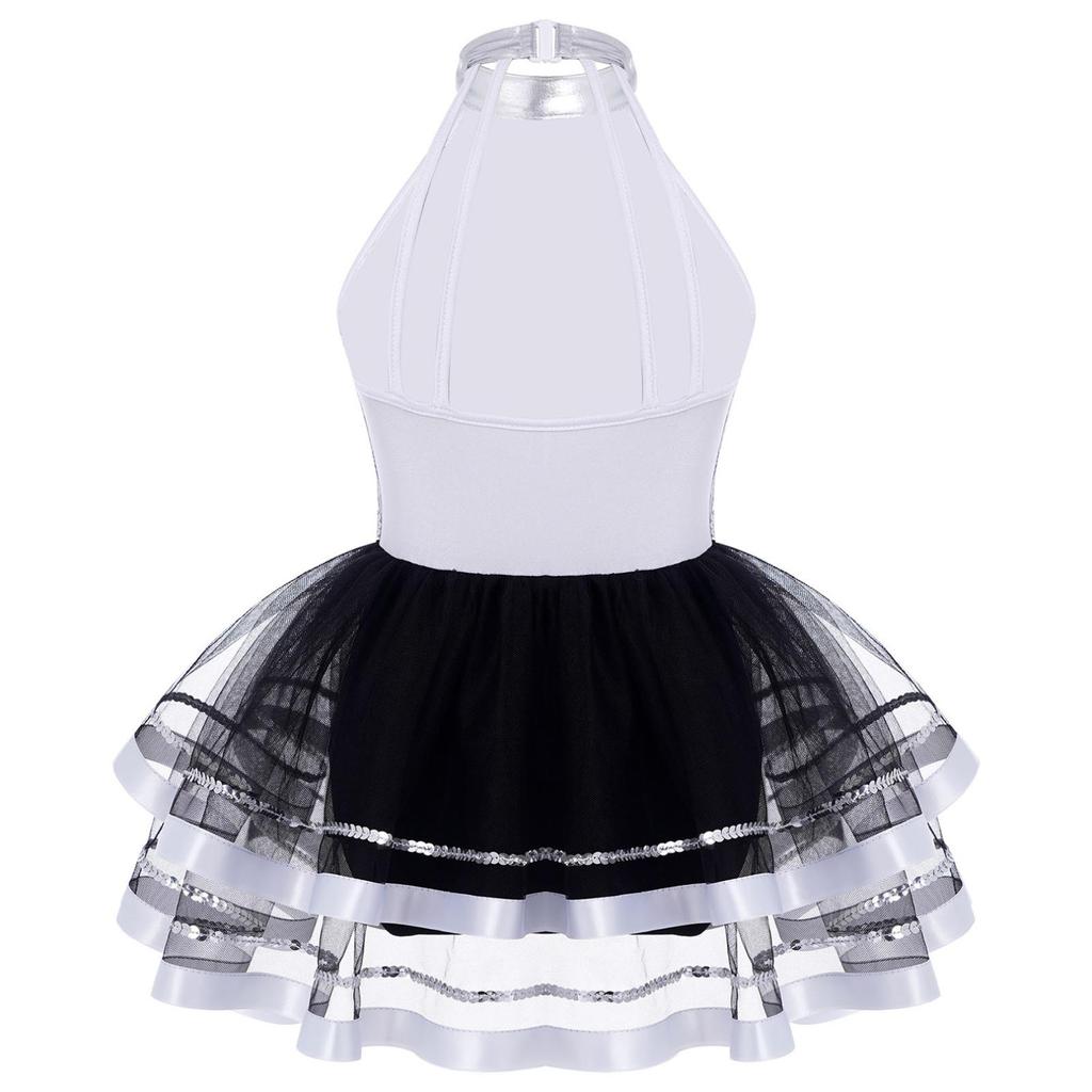 Gymnastik-Trikots für Mädchen, Pailletten, Ballett, Tanzkleider, hohler Rücken, Rock, Ballerina-Kostüm, Kinderkleider