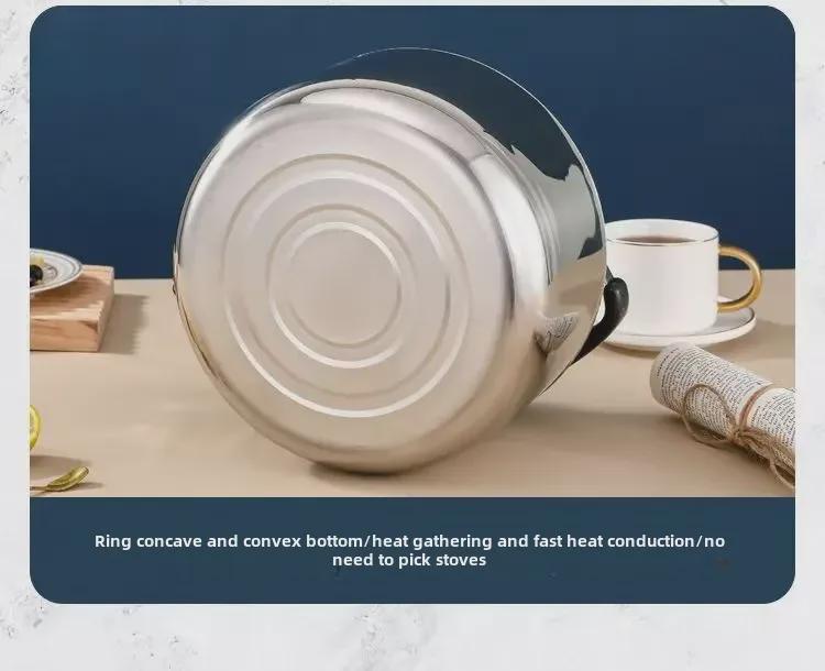 Bollitore in acciaio inossidabile 304 di grande capacità per la cottura domestica, a gas e a induzione