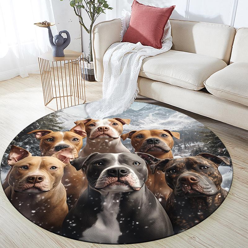 

Pit Bull pattern round rug,Carpet Rug for Living Room Bedroom Playroom ,Non-slip Floor Mat,Holiday Gifts and Birthday Gifts. 80cmx80cm