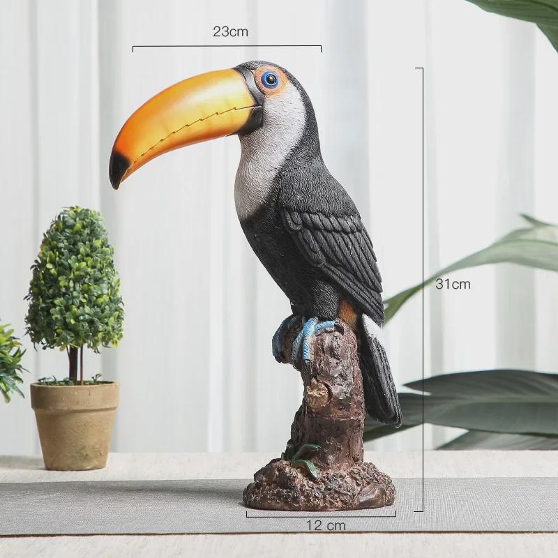 Nordic Pastoral Style Parrot Ornaments - Creative Bird Models for Living Room, Wine Cabinet, TV Stand, and Entryway Decor.