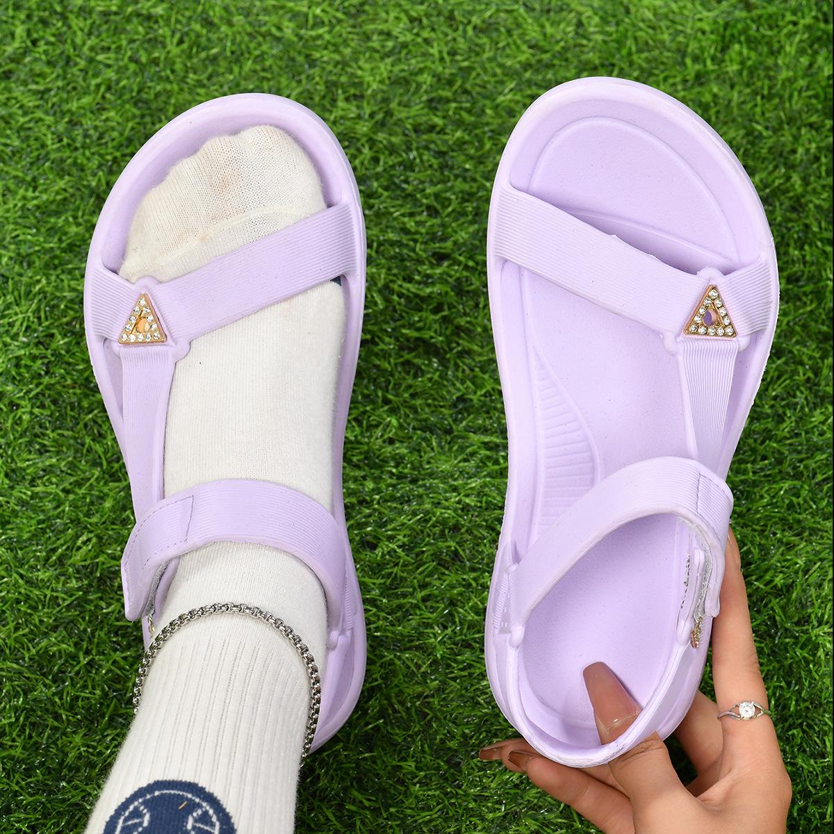 

Популярные сандалии на мягкой подошве, женские туфли на платформе в повседневном стиле, нескользящие и универсальные, уличные женские крутые шлепанцы, студенческие женские сандалии 41 фиолетовый