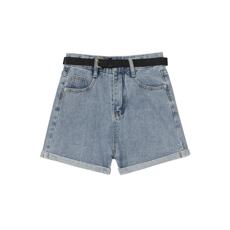 Shorts Jeans Femininos Jovens Skinny Fashionáveis e Versáteis Verão Cintura Alta Finos Soltos Casuais Retos Dobrados Pernas Largas Ultracurtos Filho