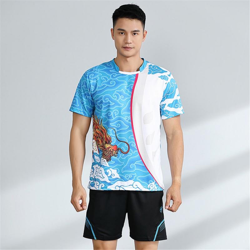 Unisex Badminton Sport Set Short Sleeve Top Shorts Men Women Kids Athletic Wear
