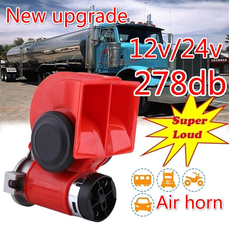 24V 128DB Electric Air Horn Super Loud Dual Trumpet Air Horn Powerful Metal Vehicle Horn For Car Truck Train Lorry Boat