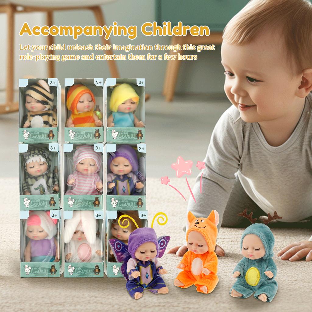 6/12 Pcs Sleep Baby Doll Plastic Small Baby Doll Toy Simulation Rebirth Dolls Mini Cute Dolls Cartoon Kids Toys Small Ornaments