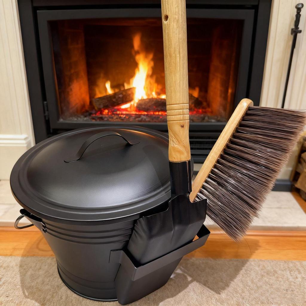 Fireplace Shovel & Ash Bucket 3-Piece Set