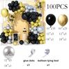 Black Balloons Arch Kit Metallic Silver Gold Balloon Garland Graduation New Year Birthday Party Wedding Anniversary Decoration