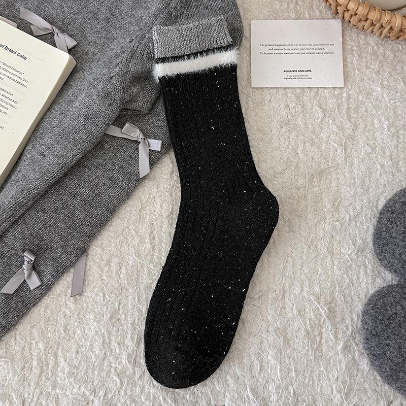 Striped Socks Children'S Medium Tube Socks Season Warm Wool Socks Fleece Thickened Yarn Cashmere Stacking Socks