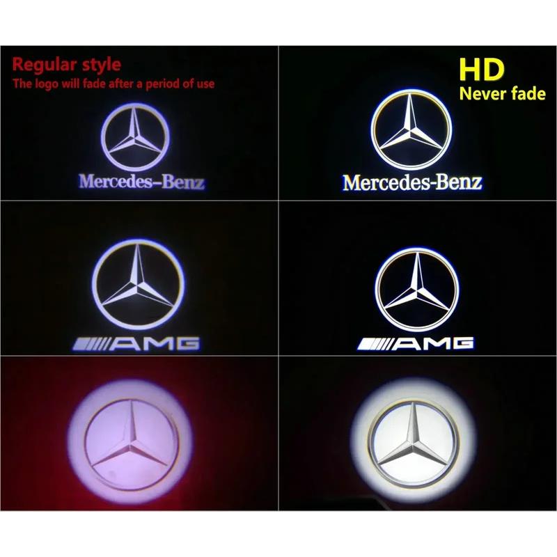 2X Led Car Door Welcome Light HD Projector Lamp For Mercedes Benz A B E C GLC Class W205 AMG W176 W177 W212 W213 W246 X253 W247 H75G
