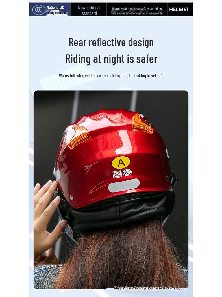 2022 National Standard 3C Certified Class A Motorcycle Helmet with Warm Neck Gaiter - Unisex Printed Half Helmet