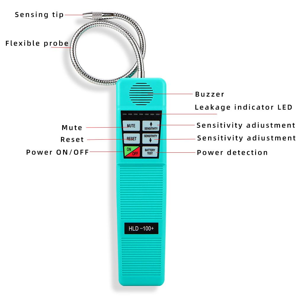 Smart Halogen Leak Detector Freon Gas Leak Detector HLD-100+ Gas Analyzer Refrigerant Leakage Tester for R410A R134A HVAC Test