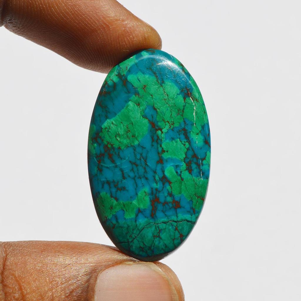 Genuine Chrysocolla Cabochon - 41 Carats Natural Gemstone, Handcrafted Jewelry Supply, Size - 35x20x5.4 MM