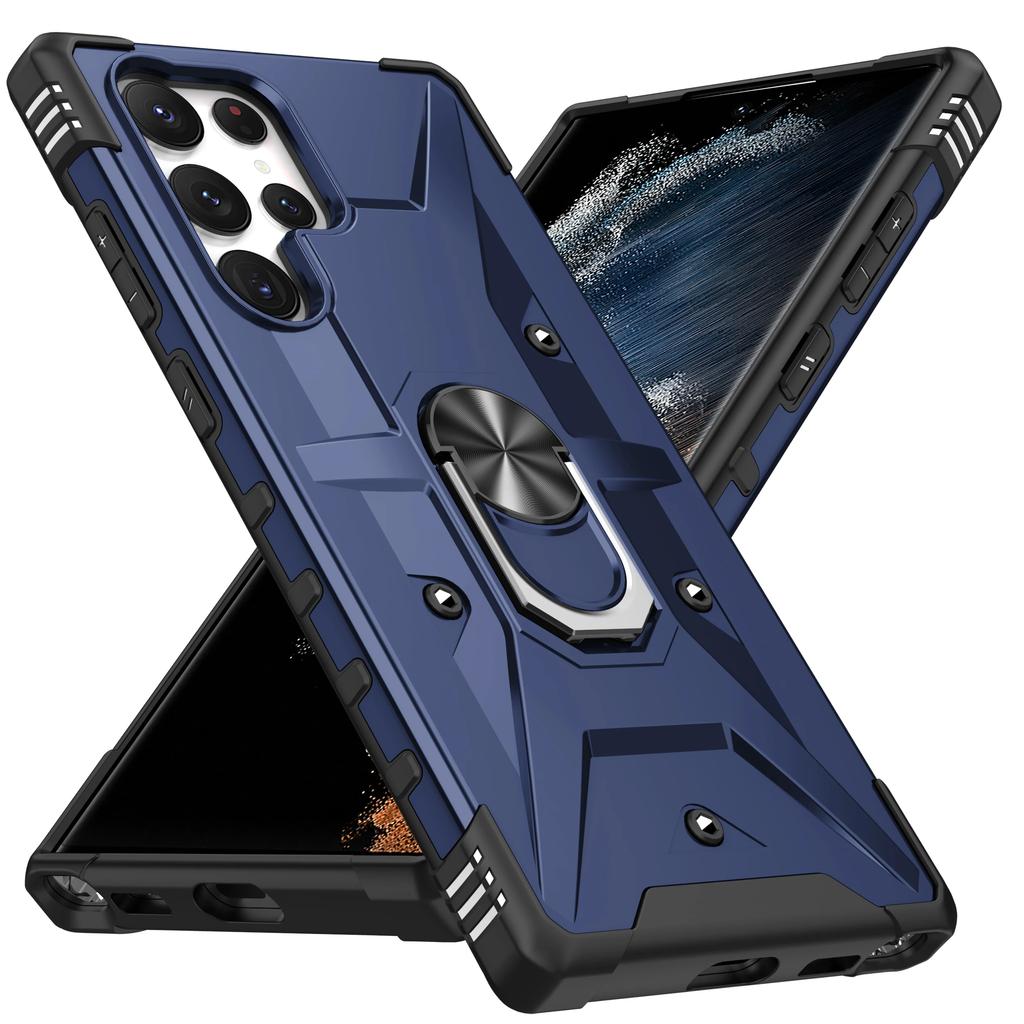 For Samsung Galaxy S22 S23 S24 S25 Ultra Plus A14 A34 A54 A15 5G Shockproof Heavy Duty Armor Phone Case Cover Ring Kickstand