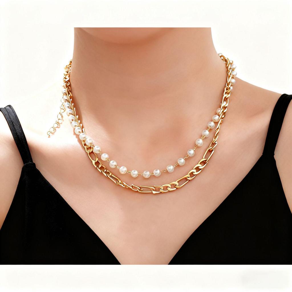 Elegant Two-Layer Titanium Steel Necklace for Women - High-End Clavicle Chain with Light Luxury Feel