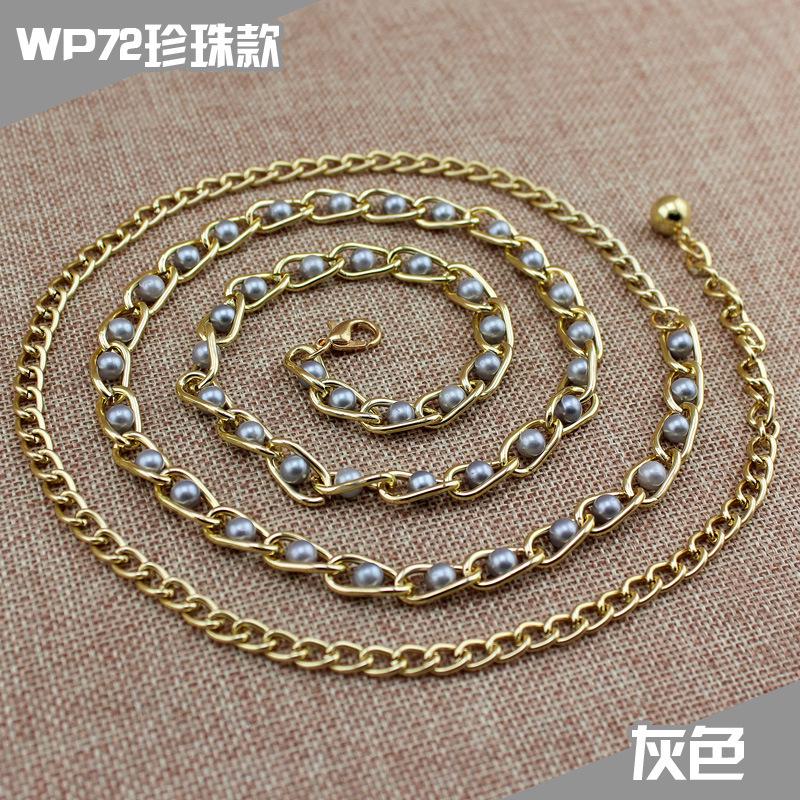 Women'S Spring And Summer Dress Decorative Pearl Belt Metal Hook Thin Waist Chain Multi-Color Optional