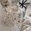 [Step Waltz] Ice silk pajamas women's autumn thin sweet print Internet celebrity style can wear loungewear suit